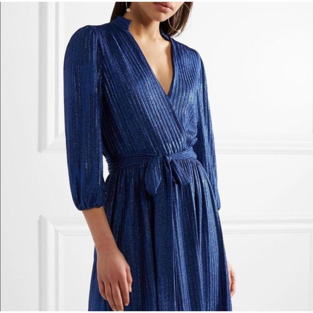 ALICE + OLIVIA blue stripe Katina belted midi dress sz 10